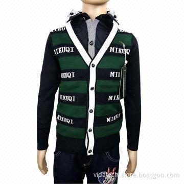 Boy's cotton sweater with shirt collar, available in various sizes, styles, colors and fabric